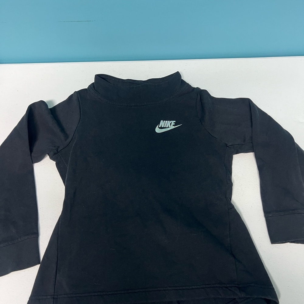 Nike Black Long Sleeve mock turtleneck flare, peplum top. Youth large.